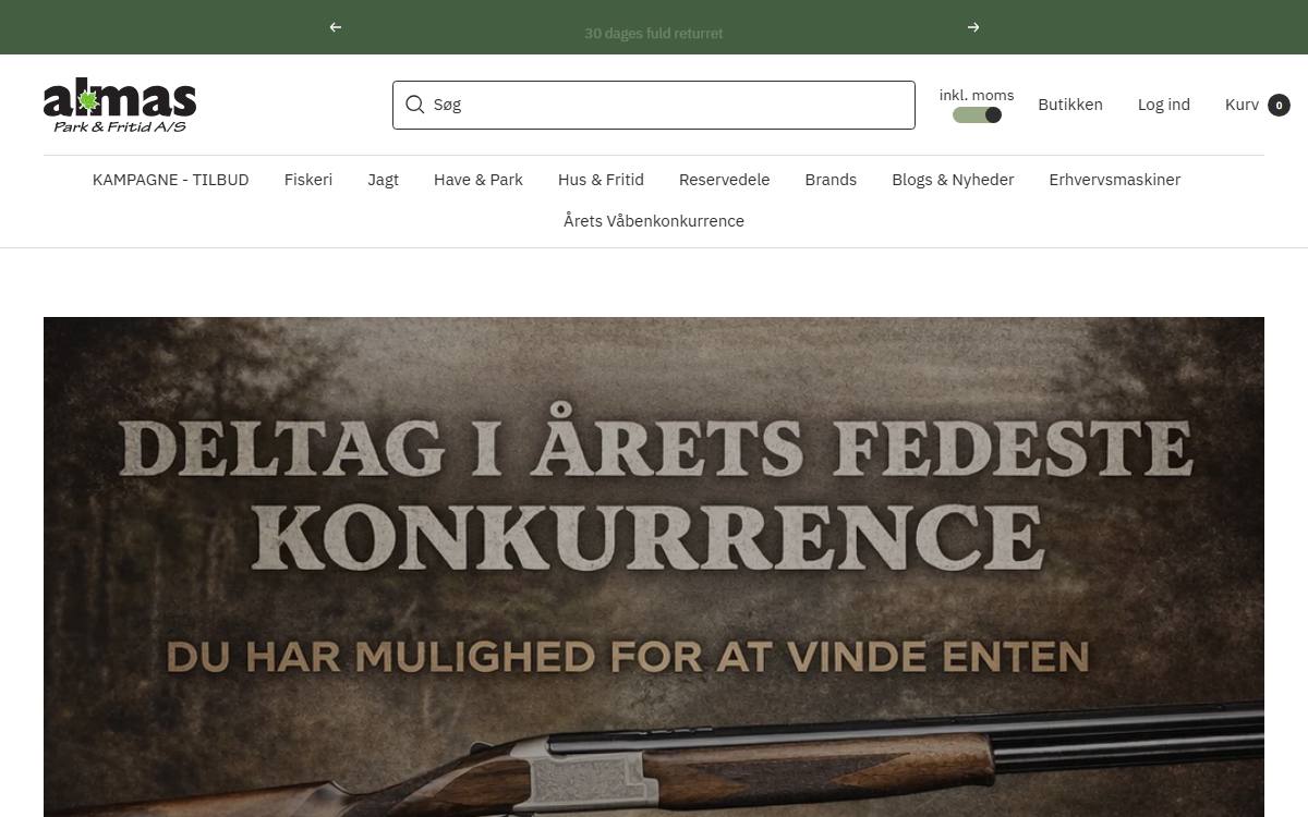 Skærmbillede af konkurrencen hos Almas Park & Fritid