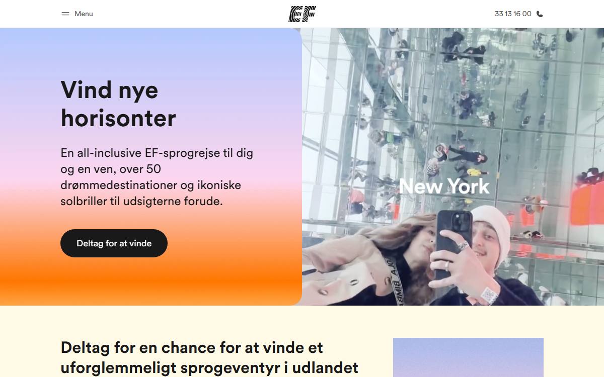 Skærmbillede af konkurrencen hos EF Danmark