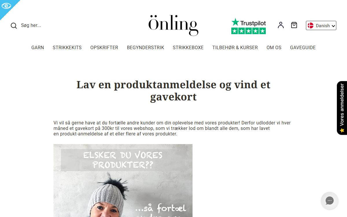 Skærmbillede af konkurrencen hos Önling