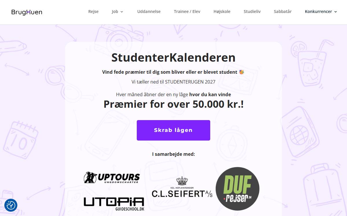 Skærmbillede af konkurrencen hos BrugHuen.dk