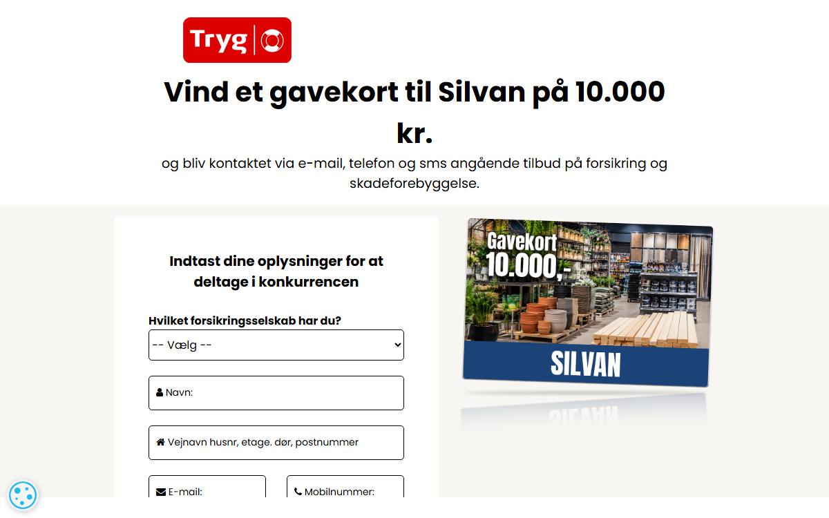 Skærmbillede af konkurrencen hos Tryg