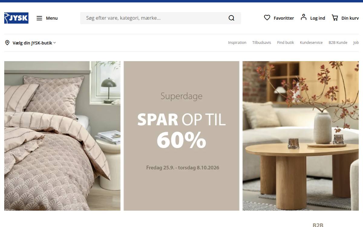 Skærmbillede af konkurrencen hos JYSK