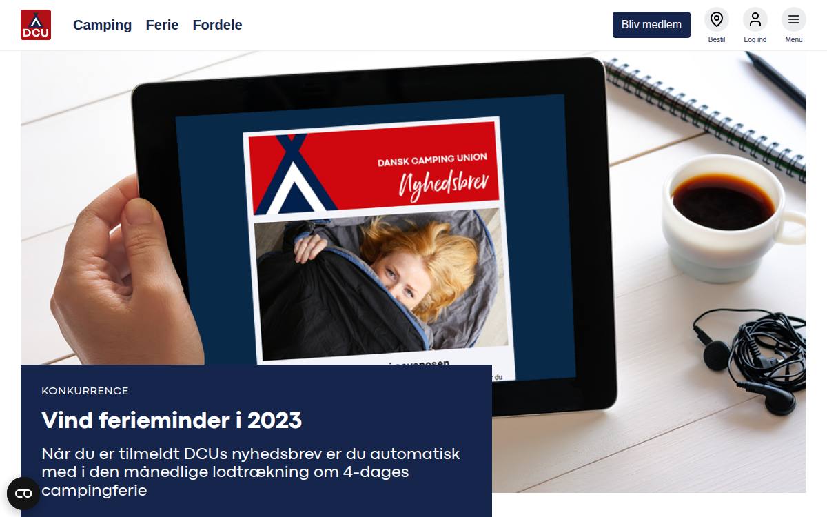 Skærmbillede af konkurrencen hos Dansk Camping Union