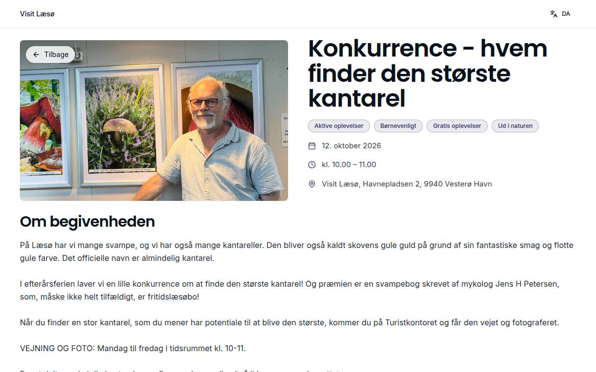 Skærmbillede af konkurrencen hos Visit Læsø