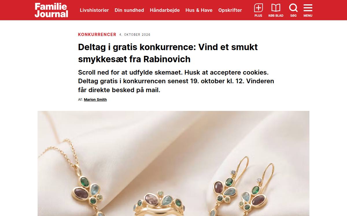 Skærmbillede af konkurrencen hos Familie Journal