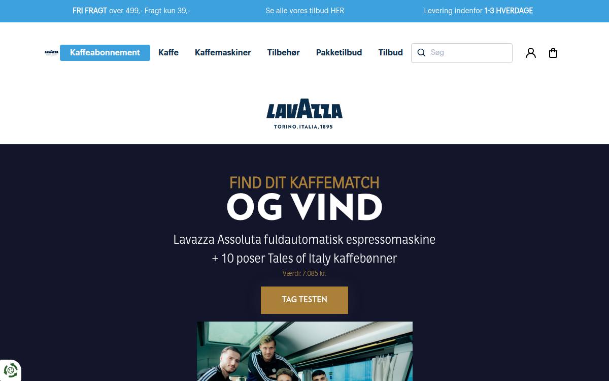 Skærmbillede af konkurrencen hos Lavazza