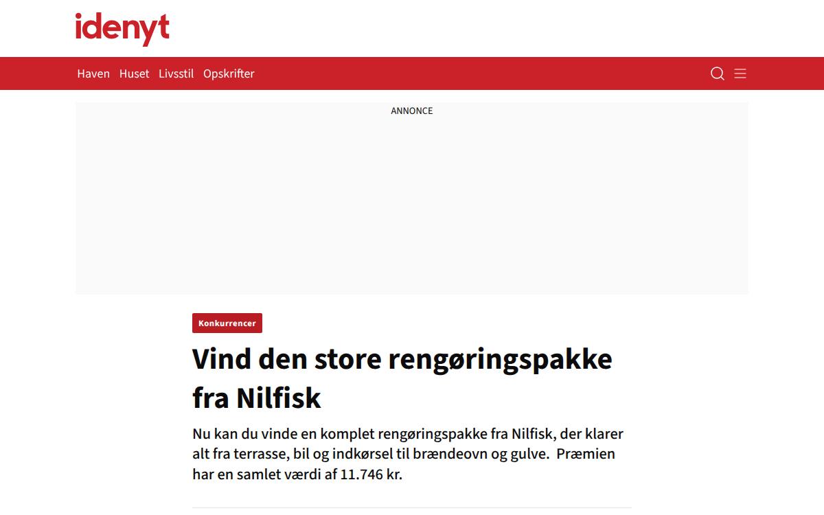 Skærmbillede af konkurrencen hos idenyt