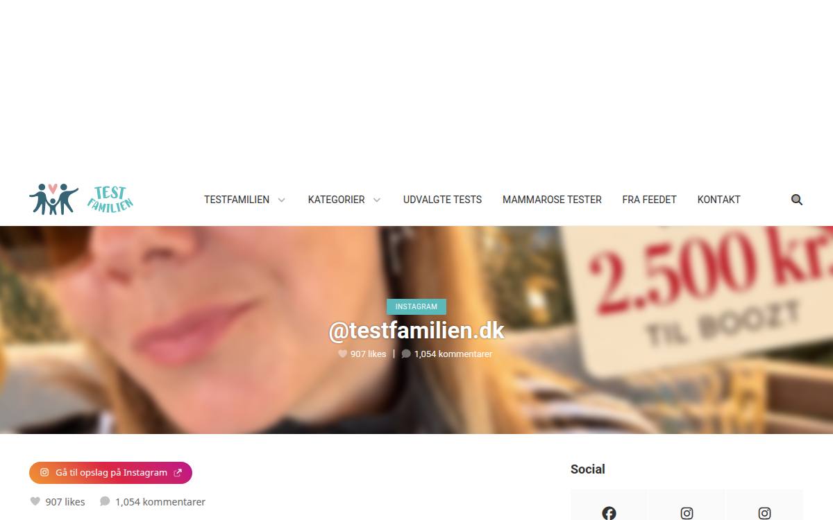Skærmbillede af konkurrencen hos Testfamilien