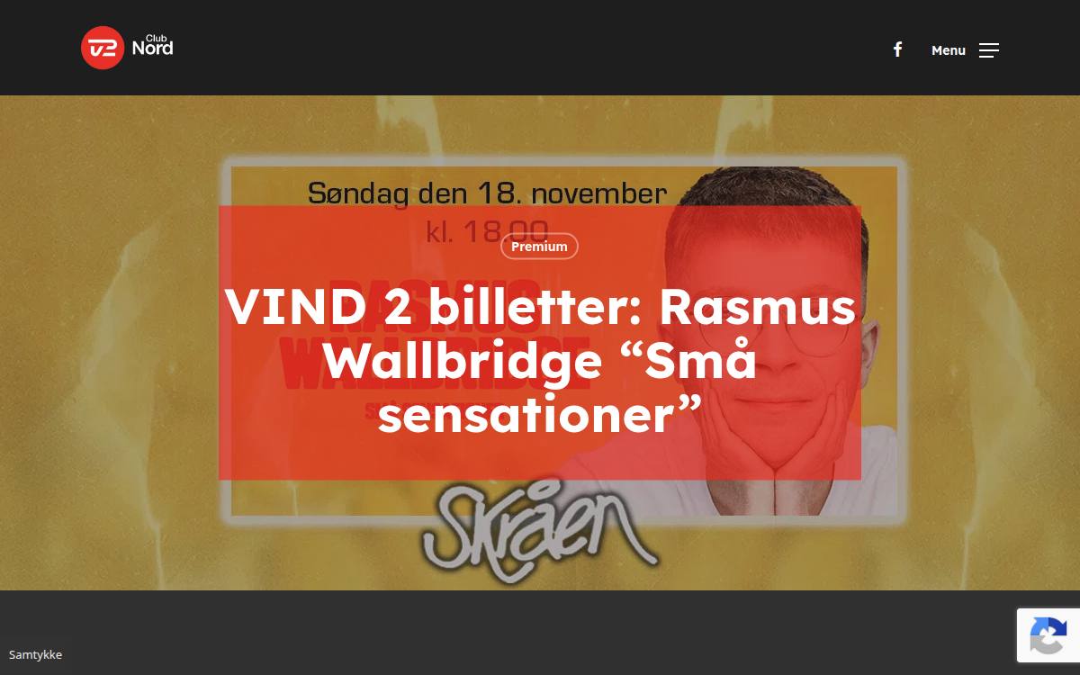 Skærmbillede af konkurrencen hos Club Nord