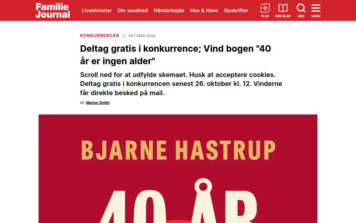 Skærmbillede af konkurrencen hos Familie Journal