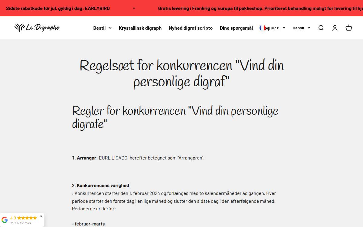 Skærmbillede af konkurrencen hos Digraphe