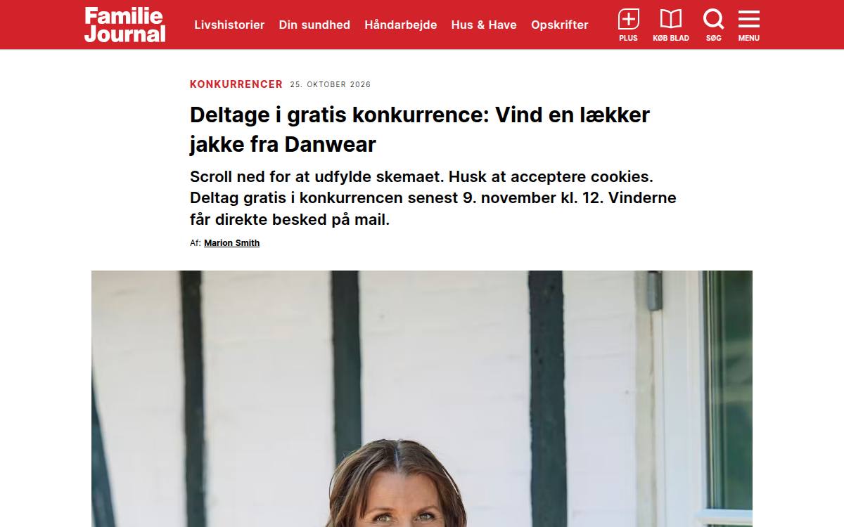 Skærmbillede af konkurrencen hos Familie Journal