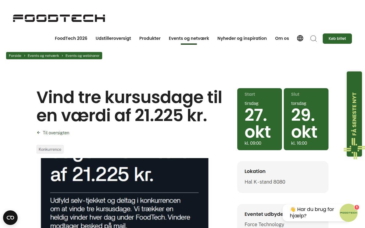 Skærmbillede af konkurrencen hos FoodTech